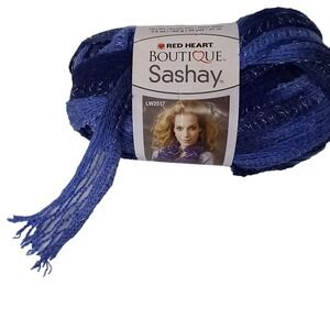 Red Heart Yarn Boutique Sashay Rumba Crochet Knitting Scarf Dark Blue Sparkle